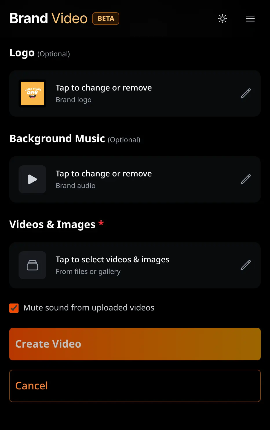Brand Video App Interface