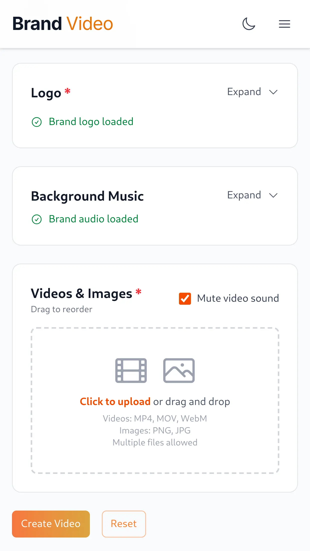 Brand Video App Interface